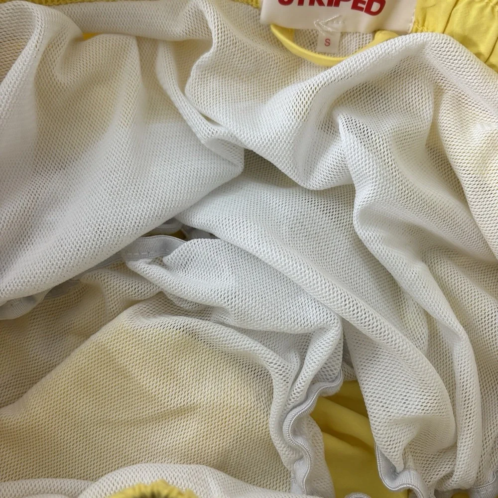 Solid & Striped Swim Trunks Mens‎ Size Small Yellow Drawstring Lined Shorts